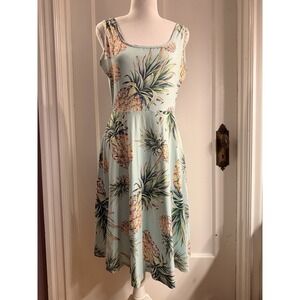 Unbranded Pineapple Print Sleeveless Fit and Flare Dress Size M